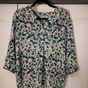 Geometric Three-quarter Sleeve Shirt